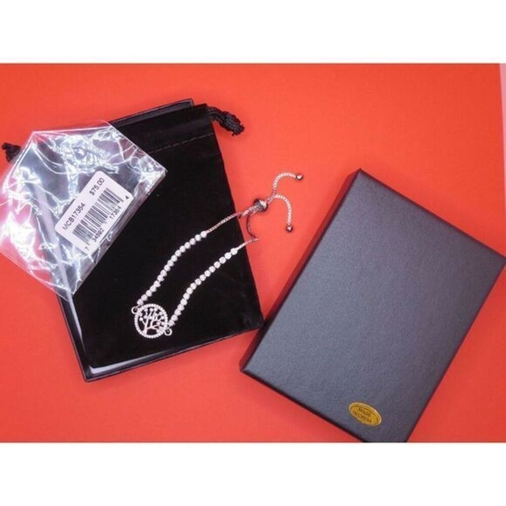 Cubic Zirconia Tree Of Life Adjustable Bolo Bracelet in Fine Silver Plate $75 - Picture 3 of 8